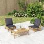 Preview: ARDEBO.de - 3-tlg. Garten-Lounge-Set mit Dunkelgrauen Kissen Bambus