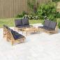 Preview: ARDEBO.de - 5-tlg. Garten-Lounge-Set mit Dunkelgrauen Kissen Bambus