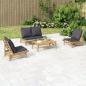 Preview: ARDEBO.de - 4-tlg. Garten-Lounge-Set mit Dunkelgrauen Kissen Bambus