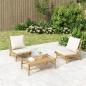 Preview: ARDEBO.de - 3-tlg. Garten-Lounge-Set mit Kissen Creme Bambus