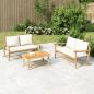 Preview: ARDEBO.de - 2-tlg. Garten-Lounge-Set mit Cremeweißen Kissen Bambus