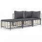 Preview: 3-tlg. Garten-Lounge-Set mit Kissen Anthrazit Poly Rattan