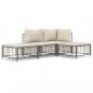 Preview: 4-tlg. Garten-Lounge-Set mit Kissen Anthrazit Poly Rattan