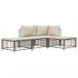 Preview: 4-tlg. Garten-Lounge-Set mit Kissen Anthrazit Poly Rattan