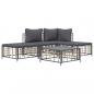 Preview: 5-tlg. Garten-Lounge-Set mit Kissen Anthrazit Poly Rattan