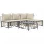 Preview: 5-tlg. Garten-Lounge-Set mit Kissen Anthrazit Poly Rattan