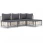 Preview: 4-tlg. Garten-Lounge-Set mit Kissen Anthrazit Poly Rattan