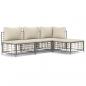 Preview: 4-tlg. Garten-Lounge-Set mit Kissen Anthrazit Poly Rattan