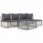 Preview: 5-tlg. Garten-Lounge-Set mit Kissen Anthrazit Poly Rattan