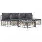 Preview: 5-tlg. Garten-Lounge-Set mit Kissen Anthrazit Poly Rattan