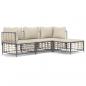 Preview: 4-tlg. Garten-Lounge-Set mit Kissen Anthrazit Poly Rattan