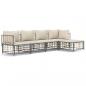 Preview: 5-tlg. Garten-Lounge-Set mit Kissen Anthrazit Poly Rattan