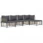 Preview: 5-tlg. Garten-Lounge-Set mit Kissen Anthrazit Poly Rattan