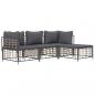 Preview: 4-tlg. Garten-Lounge-Set mit Kissen Anthrazit Poly Rattan