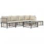 Preview: 6-tlg. Garten-Lounge-Set mit Kissen Anthrazit Poly Rattan