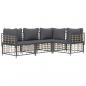 Preview: 4-tlg. Garten-Lounge-Set mit Kissen Anthrazit Poly Rattan