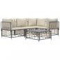 Preview: 5-tlg. Garten-Lounge-Set mit Kissen Anthrazit Poly Rattan