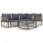 Preview: 5-tlg. Garten-Lounge-Set mit Kissen Anthrazit Poly Rattan