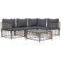 Preview: 5-tlg. Garten-Lounge-Set mit Kissen Anthrazit Poly Rattan