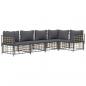 Preview: 5-tlg. Garten-Lounge-Set mit Kissen Anthrazit Poly Rattan