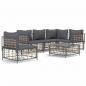 Preview: 6-tlg. Garten-Lounge-Set mit Kissen Anthrazit Poly Rattan