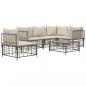 Preview: 6-tlg. Garten-Lounge-Set mit Kissen Anthrazit Poly Rattan