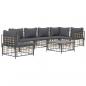 Preview: 7-tlg. Garten-Lounge-Set mit Kissen Anthrazit Poly Rattan