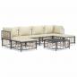 Preview: 7-tlg. Garten-Lounge-Set mit Kissen Anthrazit Poly Rattan