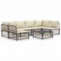 Preview: 7-tlg. Garten-Lounge-Set mit Kissen Anthrazit Poly Rattan