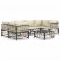 Preview: 7-tlg. Garten-Lounge-Set mit Kissen Anthrazit Poly Rattan