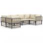 Preview: 6-tlg. Garten-Lounge-Set mit Kissen Anthrazit Poly Rattan