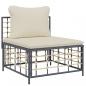 Preview: Garten-Mittelsofa mit Beige Kissen Poly Rattan