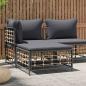 Preview: ARDEBO.de - Gartenhocker mit Dunkelgrauem Kissen Poly Rattan