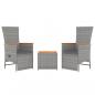 Preview: 3-tlg. Garten-Lounge-Set Grau Poly Rattan & Massivholz Akazie