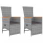 Preview: 3-tlg. Garten-Lounge-Set Grau Poly Rattan & Massivholz Akazie