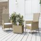 Preview: ARDEBO.de - 3-tlg. Garten-Lounge-Set Beige Poly Rattan & Stahl