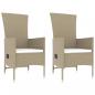 Preview: 3-tlg. Garten-Lounge-Set Beige Poly Rattan & Stahl