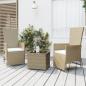 Preview: ARDEBO.de - 3-tlg. Garten-Lounge-Set Beige Poly Rattan & Stahl