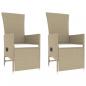 Preview: 3-tlg. Garten-Lounge-Set Beige Poly Rattan & Stahl