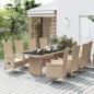 Preview: ARDEBO.de - 9-tlg. Garten-Essgruppe mit Kissen Beige Poly Rattan