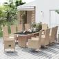 Preview: ARDEBO.de - 11-tlg. Garten-Essgruppe mit Kissen Beige Poly Rattan