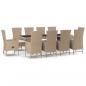 Preview: 11-tlg. Garten-Essgruppe mit Kissen Beige Poly Rattan