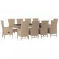 Preview: 11-tlg. Garten-Essgruppe mit Kissen Beige Poly Rattan