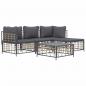 Preview: 4-tlg. Garten-Lounge-Set mit Kissen Anthrazit Poly Rattan