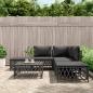 Preview: ARDEBO.de - 6-tlg. Garten-Lounge-Set mit Kissen Anthrazit Stahl