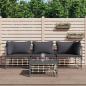 Preview: ARDEBO.de - 4-tlg. Garten-Lounge-Set mit Kissen Anthrazit Poly Rattan