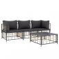 Preview: 4-tlg. Garten-Lounge-Set mit Kissen Anthrazit Poly Rattan