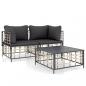 Preview: 3-tlg. Garten-Lounge-Set mit Kissen Anthrazit Poly Rattan