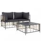 Preview: 3-tlg. Garten-Lounge-Set mit Kissen Anthrazit Poly Rattan