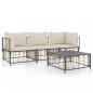 Preview: 4-tlg. Garten-Lounge-Set mit Kissen Anthrazit Poly Rattan